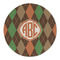 Brown Argyle Round Linen Placemats - FRONT (Double Sided)