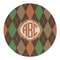 Brown Argyle Round Linen Placemats - FRONT (Single Sided)
