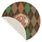 Brown Argyle Round Linen Placemats - Front (folded corner single sided)