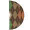Brown Argyle Round Linen Placemats - HALF FOLDED (double sided)