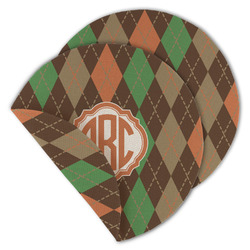 Brown Argyle Round Linen Placemat - Double Sided (Personalized)