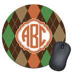 Brown Argyle Round Mouse Pad (Personalized)