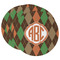 Brown Argyle Round Paper Coaster - Main