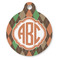 Brown Argyle Round Pet ID Tag - Large - Front