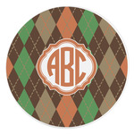 Brown Argyle Round Stone Trivet (Personalized)