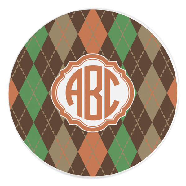 Custom Brown Argyle Round Stone Trivet (Personalized)