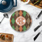 Brown Argyle Round Stone Trivet - In Context View