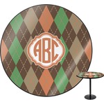 Brown Argyle Round Table - 30" (Personalized)