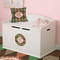 Brown Argyle Round Wall Decal on Toy Chest