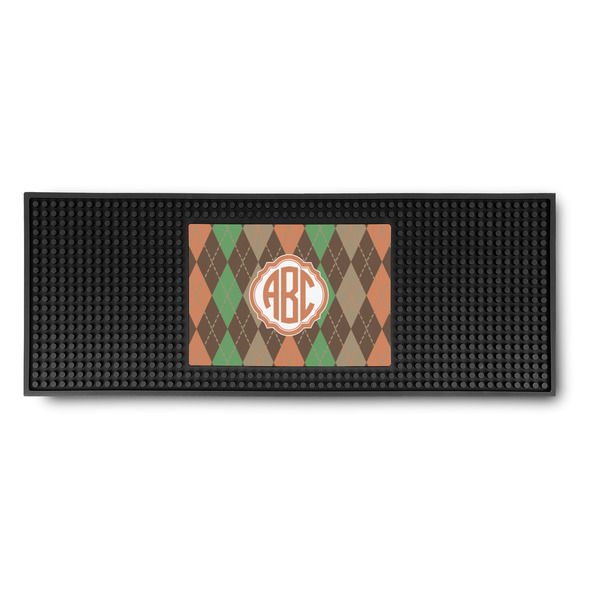 Custom Brown Argyle Rubber Bar Mat (Personalized)