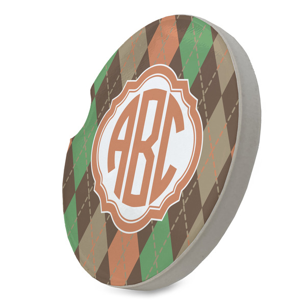 Brown Argyle Sandstone Car Coaster - STANDING ANGLE