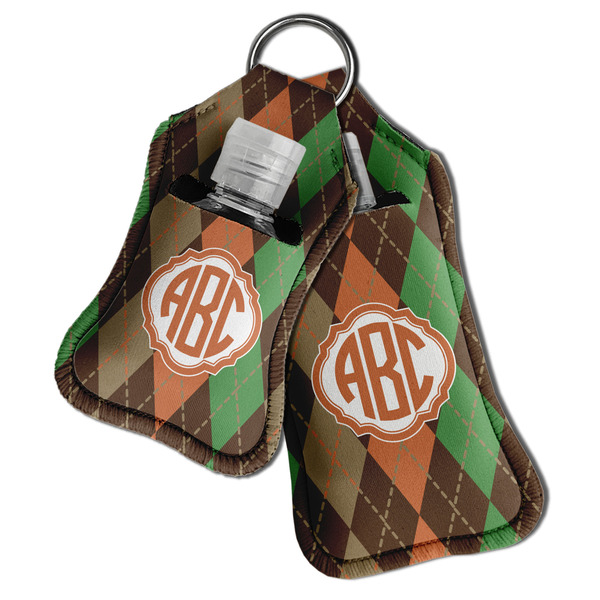 Brown Argyle Sanitizer Holder Keychain - Both in Case (PARENT)