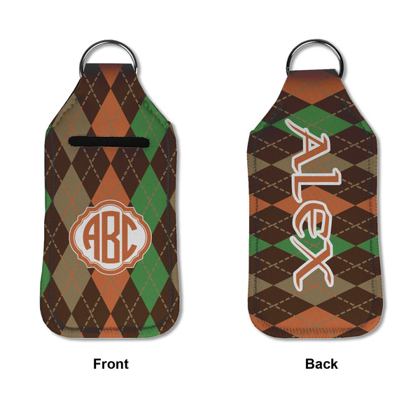 Brown Argyle Sanitizer Holder Keychain - Large APPROVAL (Flat)