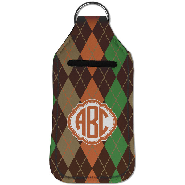 Brown Argyle Sanitizer Holder Keychain - Large (Front)