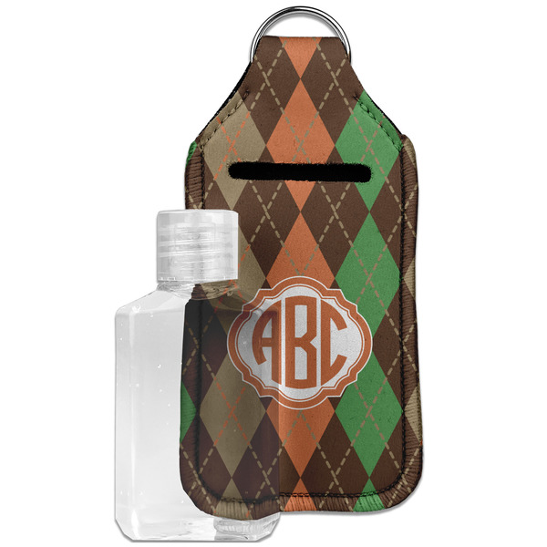 Custom Brown Argyle Hand Sanitizer & Keychain Holder - Large (Personalized)