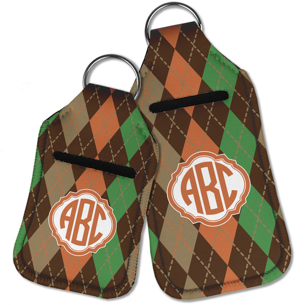 Brown Argyle Sanitizer Holder Keychain - Parent Main