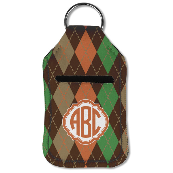 Brown Argyle Sanitizer Holder Keychain - Small (Front Flat)