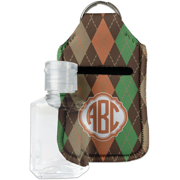 Custom Brown Argyle Hand Sanitizer & Keychain Holder (Personalized)