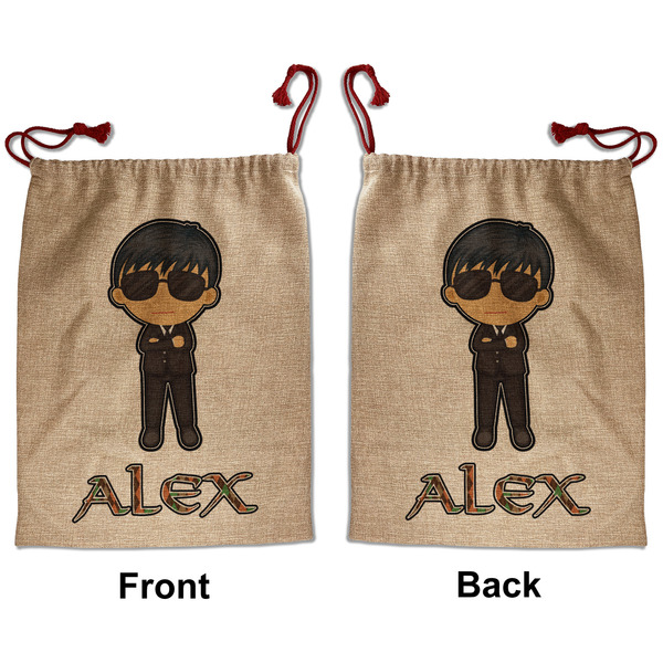 Custom Brown Argyle Santa Sack - Front & Back (Personalized)