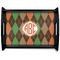 Brown Argyle Black Wooden Tray - Large (Personalized)