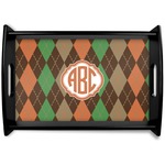 Brown Argyle Wooden Tray (Personalized)