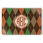 Brown Argyle Serving Tray w/ Monogram