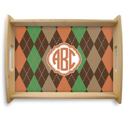 Brown Argyle Natural Wooden Tray - Large (Personalized)