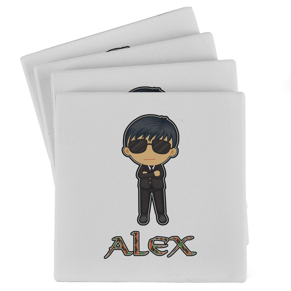 Custom Brown Argyle Absorbent Stone Coasters - Set of 4 (Personalized)