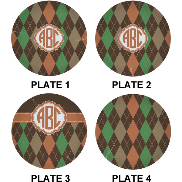 Brown Argyle Set of Lunch / Dinner Plates (Approval)
