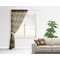 Brown Argyle Sheer Curtain With Window and Rod - in Room Matching Pillow