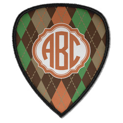 Brown Argyle Iron on Shield Patch A w/ Monogram
