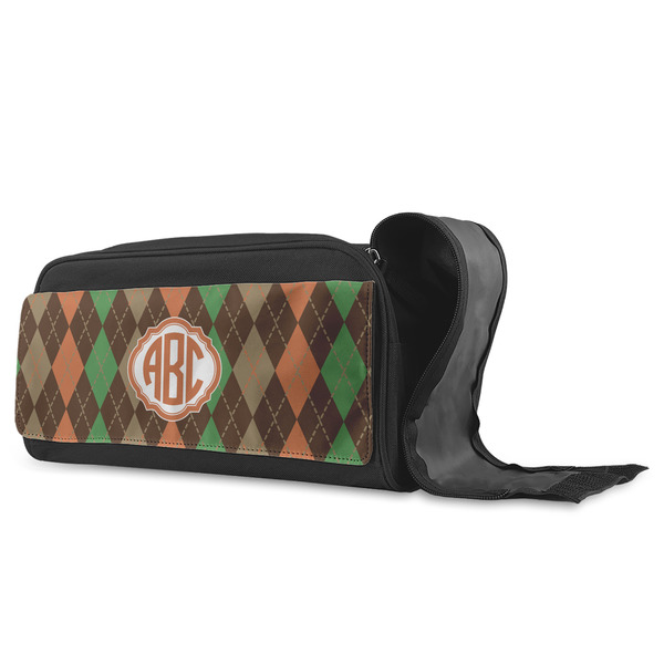 Brown Argyle Shoe Bags - ANGLE (Open)