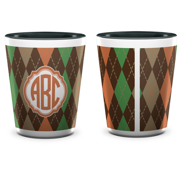Brown Argyle Shot Glass - Two Tone - APPROVAL