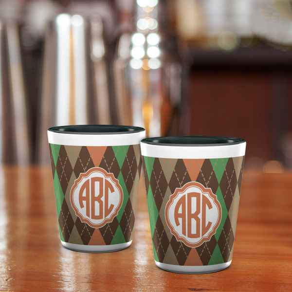 Brown Argyle Shot Glass - Two Tone - LIFESTYLE