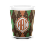 Brown Argyle Ceramic Shot Glass - 1.5 oz - White - Set of 4 (Personalized)