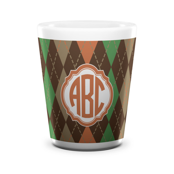 Brown Argyle Shot Glass - White - FRONT