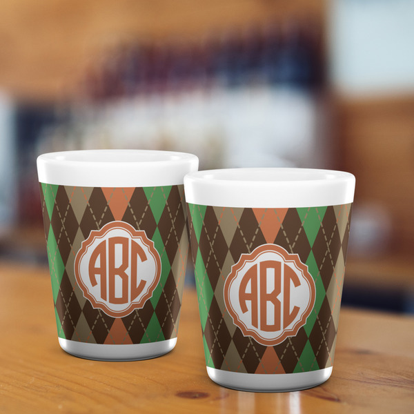 Brown Argyle Shot Glass - White - LIFESTYLE