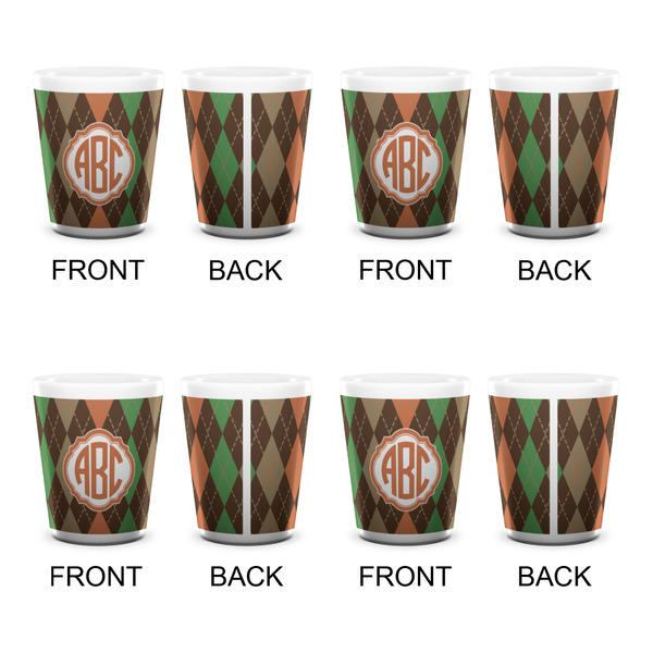 Brown Argyle Shot Glass - White - Set of 4 - APPROVAL