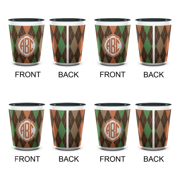 Brown Argyle Shot Glassess - Two Tone - Set of 4 - APPROVAL