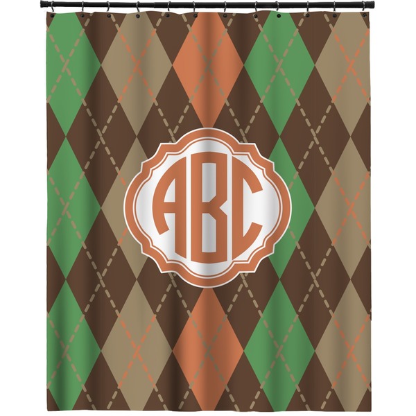 Custom Brown Argyle Extra Long Shower Curtain - 70"x84" (Personalized)