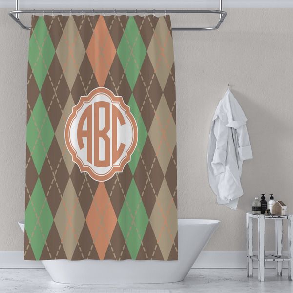 Brown Argyle Shower Curtain Lifestyle