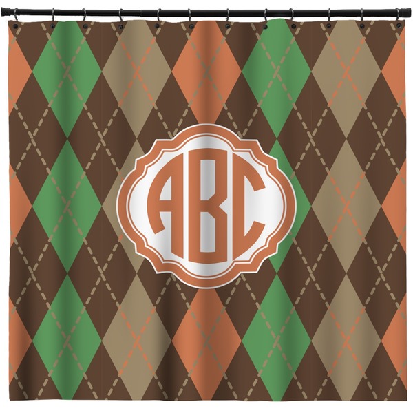 Custom Brown Argyle Shower Curtain - 71" x 74" (Personalized)