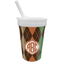 Brown Argyle Sippy Cup with Straw (Personalized)