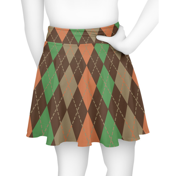 Brown Argyle Skater Skirt - Back