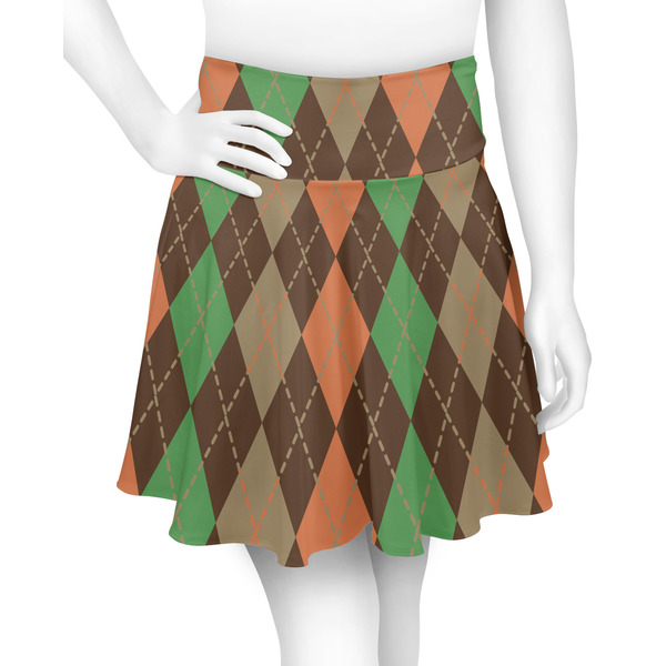 Custom Brown Argyle Skater Skirt - Medium