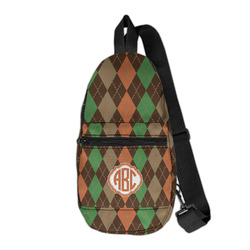 Brown Argyle Sling Bag (Personalized)
