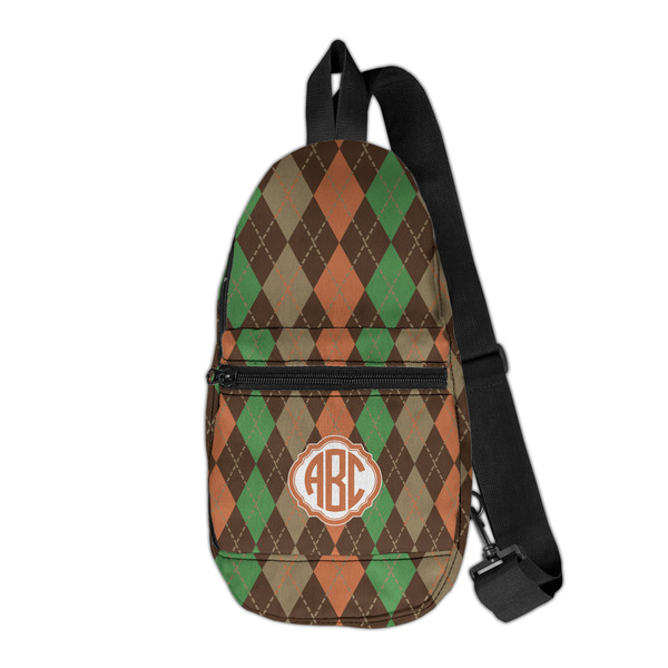 Custom Brown Argyle Sling Bag (Personalized)