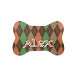 Brown Argyle Bone Shaped Dog Food Mat (Small) (Personalized)