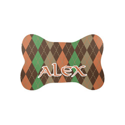 Brown Argyle Bone Shaped Dog Food Mat (Small) (Personalized)