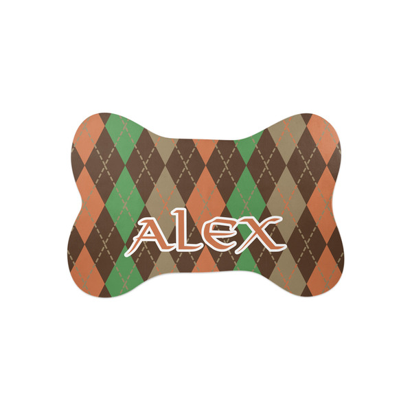 Custom Brown Argyle Bone Shaped Dog Food Mat (Small) (Personalized)